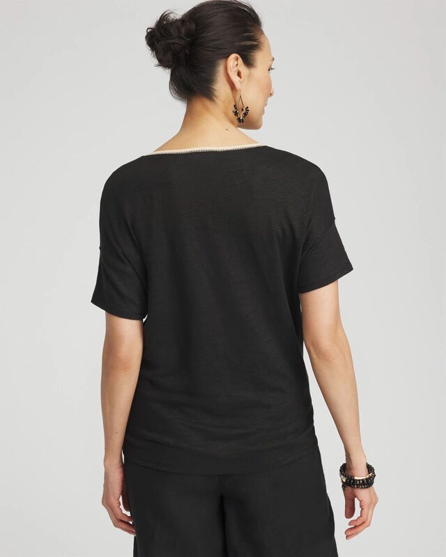 Sweater Trim Linen Tee - image 3